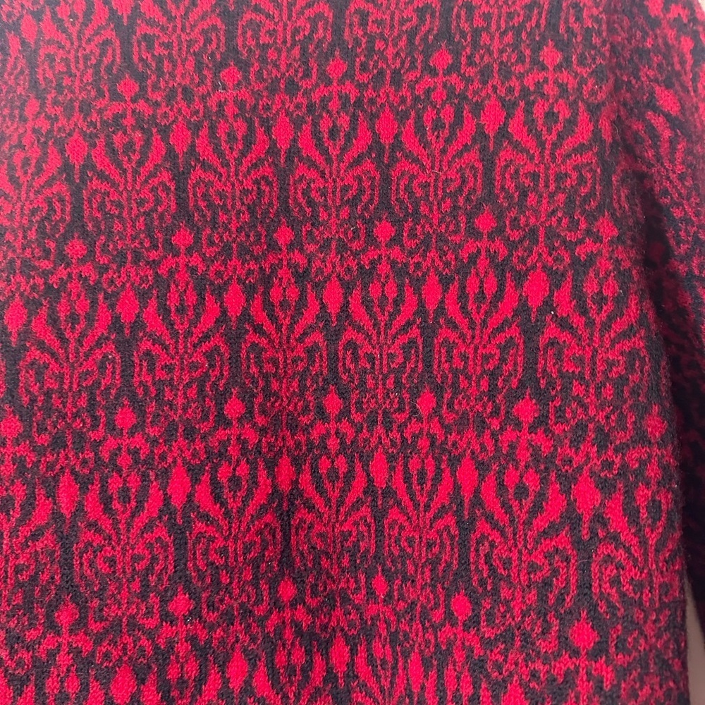 Vintage 100% wool Karen Scott cardigan button down sweater red black size M - Picture 11 of 11